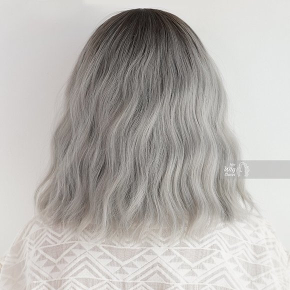 Dark Roots Silver Ombre Wavy Wig with Bangs | Mothers Day Gift | Ororo - Picture 3 of 6